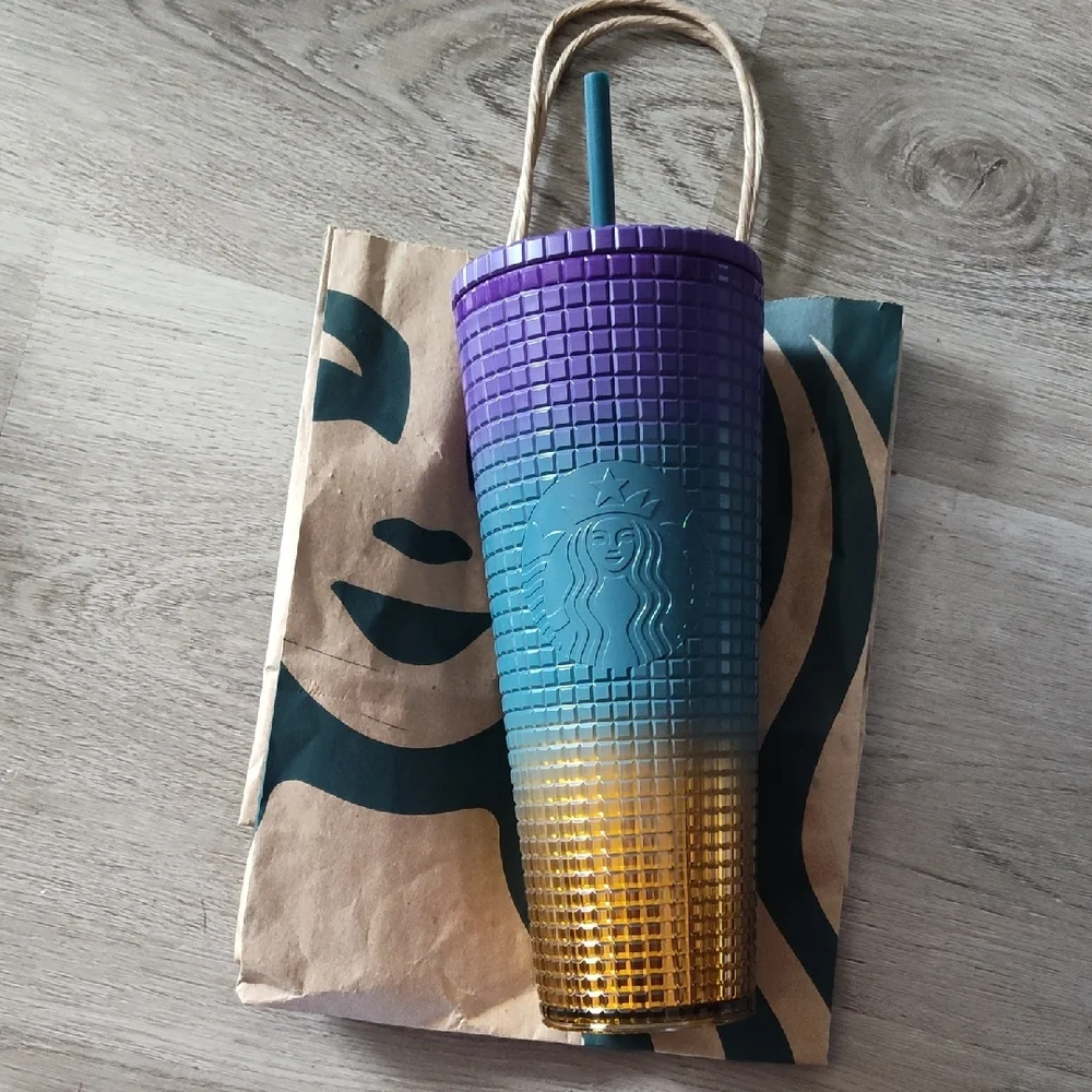 FREE SHIP!🆕Starbucks Fall24 Studded Gradient Tumbler with Straw 24oz NWT